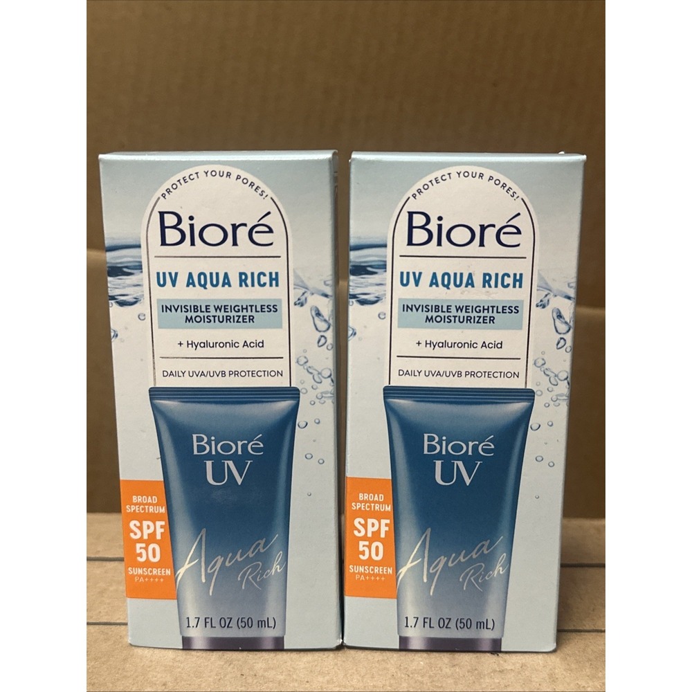 (2 Tubes) Biore UV Aqua Rich Daily Hydrating Facial Moisturizer with SPF50 10/27